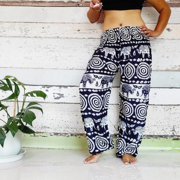 Dark blue and white elephant harem pants - Picture 3 of 4